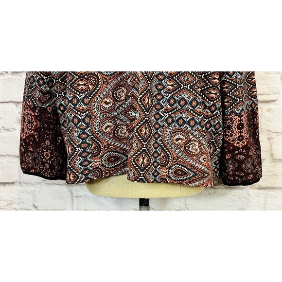 Sanctuary Womens MEDIUM Patchwork Paisley Boho Blouse Peasant Top Long Sleeve - Picture 6 of 9